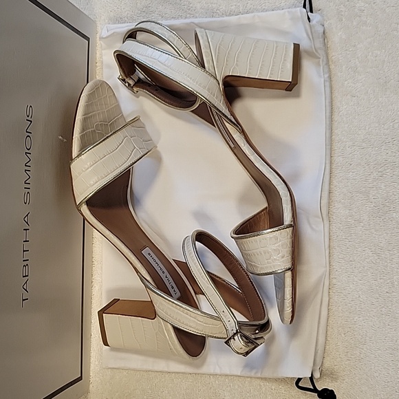 Tabitha Simmons Leticia Embossed Croc heel sandals, NIB - Picture 6 of 11